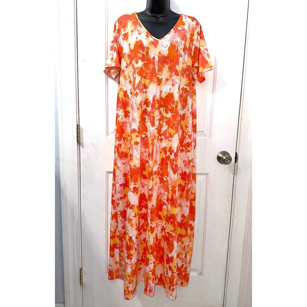 Zenana orange, white, and yellow tie-dye, splash-print maxi dress - Picture 2 of 8